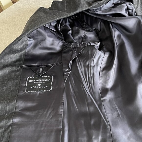 Hickey Freeman Mens Gray Pinstripe Blazer Suit Jacket Coat Size 38R 100% Wool - Picture 7 of 14